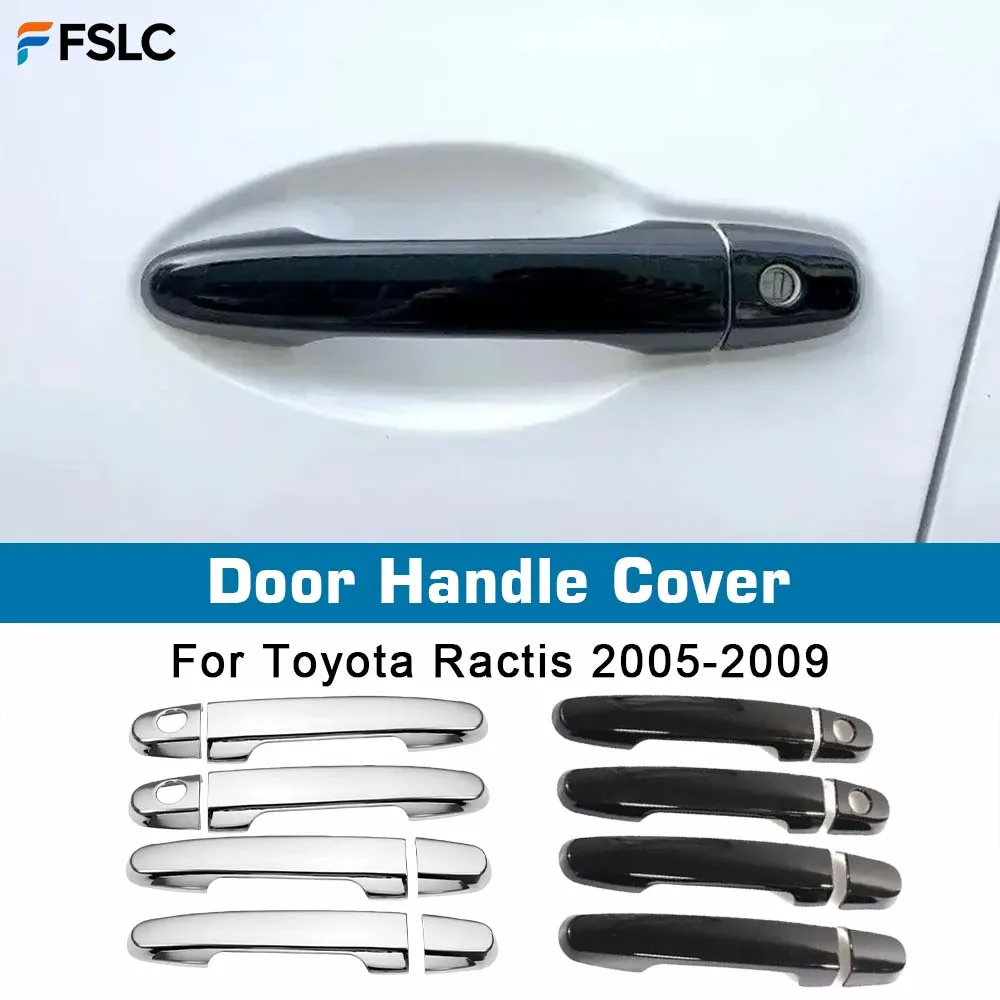 

Door Handle Cover For Toyota Ractis 2005 2006 2007 2008 2009 2010 Gloss Black Chrome Car Trim Styling Accessories Stickers