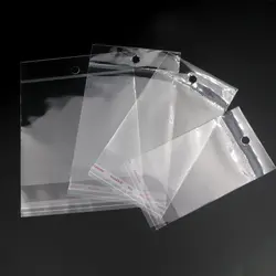 100Pcs Transparent Plastic Bag OPP Hang Self-Adhesive Pouches Gift Jewelry Pouches Packaging For Party Wedding Engagement Beads