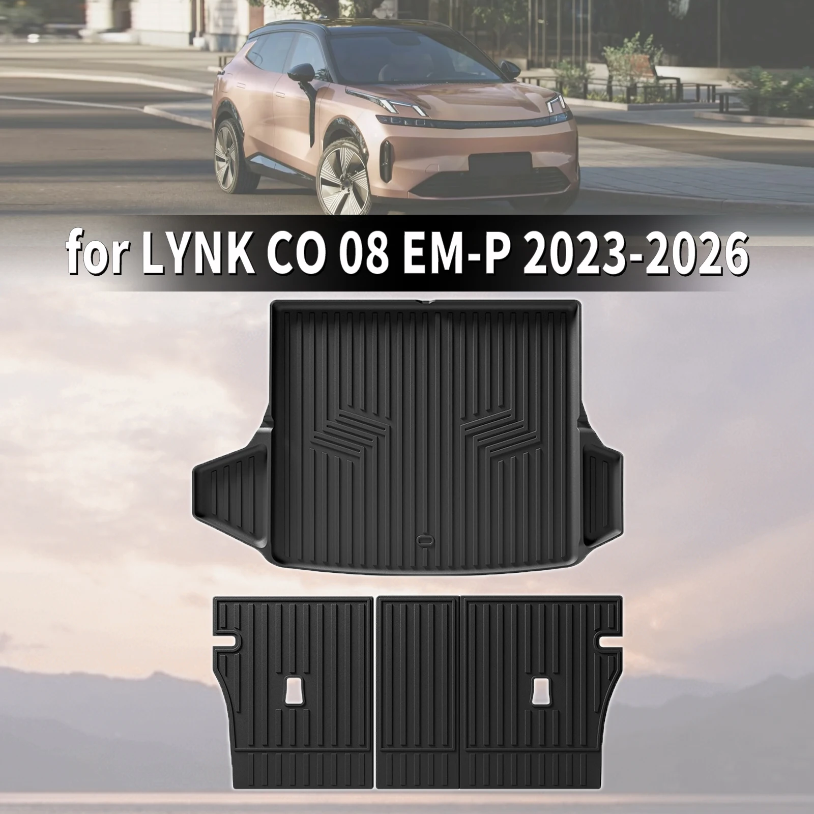 

for LYNK CO 08 EM-P 2023-2026 Custom Fit TPE Car Trunk Mats Quick Clean Non-Slip Bottom All Season Use Accessories (Not For RHD)