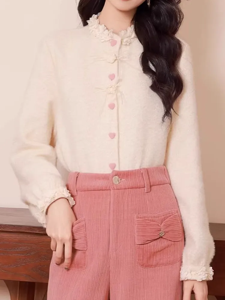 

Winter 2025 Women's Knitted Open Cardigan Loose Fit Thick Long Sleeve Retro Hong Kong Style Slimming Color Block Trendy Top