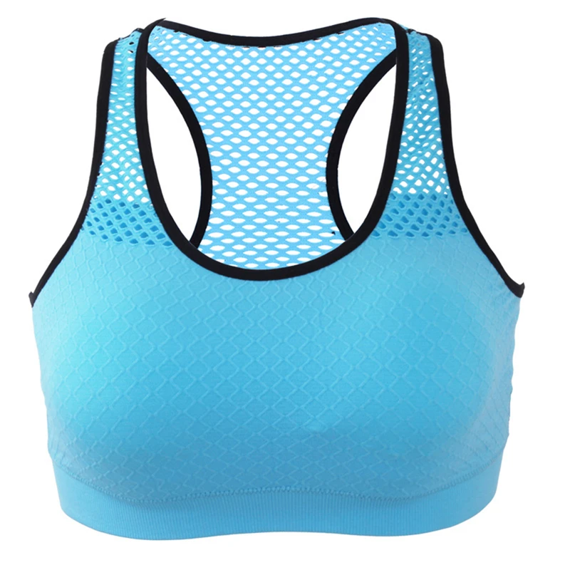 Sports Bra Tops Breathable Mesh Hollow Out Sport Top Seamless Fitness Yoga Bras Women Gym Top Running Vest Shockproof Crop Top