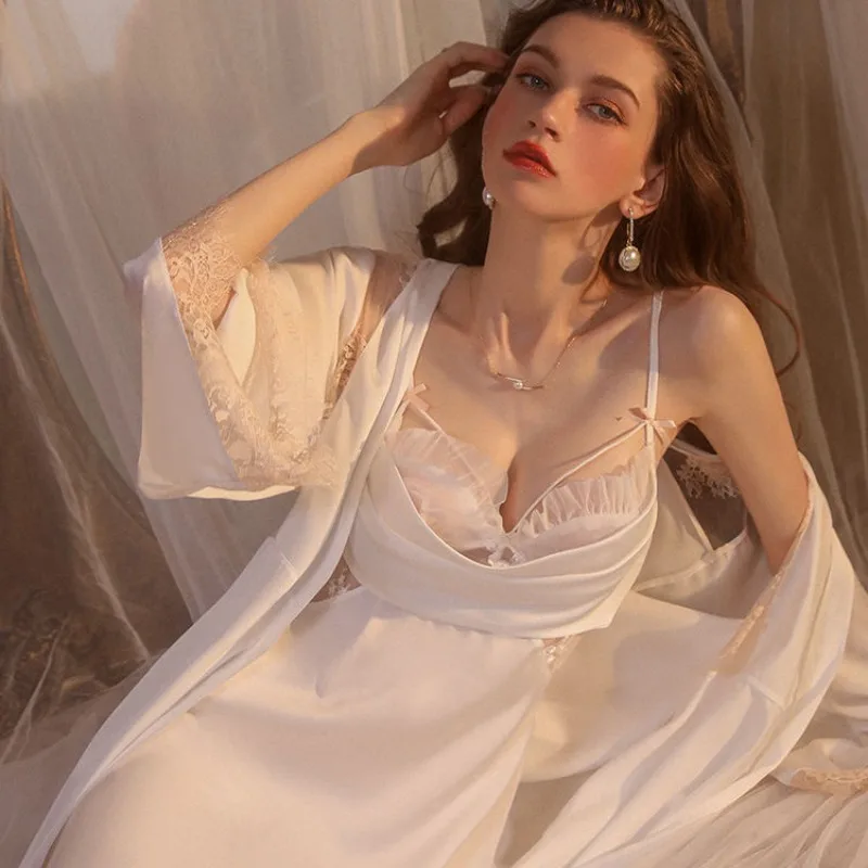 Spring Summer Pajamas Sexy Halter Pyjamas Ladies Solid Color Casual Nightdress Backless Lace Sleepwear Hollow Lacework Lingerie