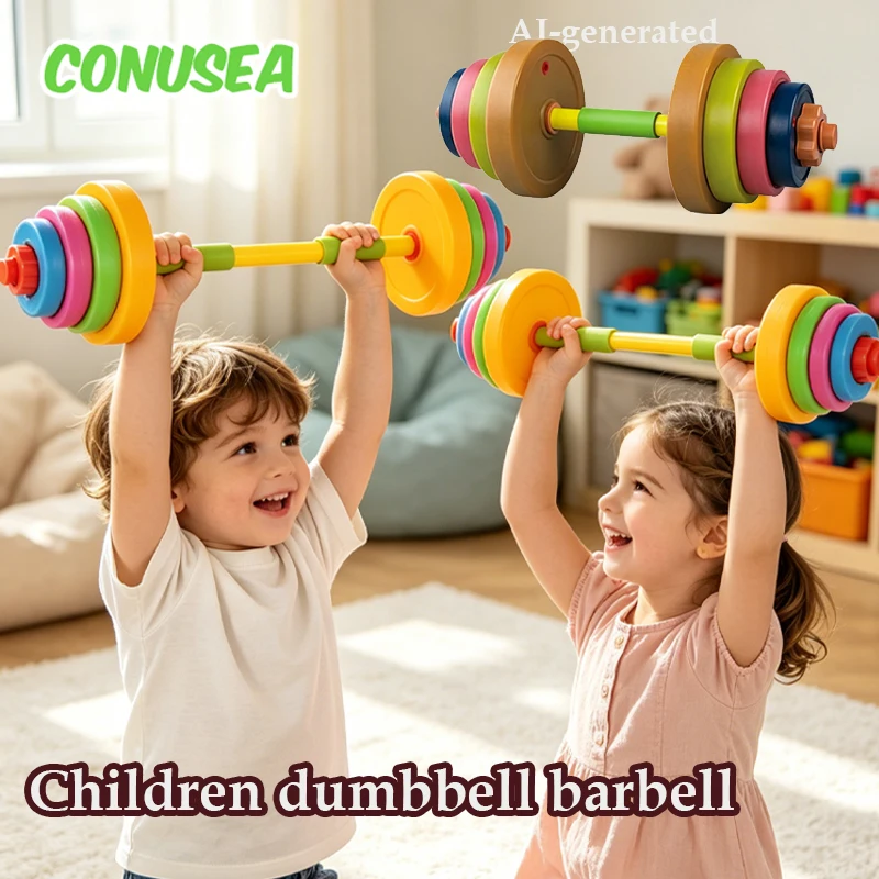 Ensemble d'haltères et de barres réglables pour enfants, jeux d'entraînement en intérieur et en extérieur, jouets sportifs, équipement de fitness pour garçons, filles et enfants