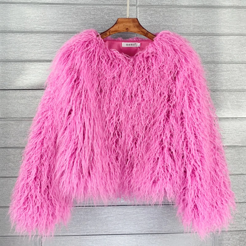 Women Faux Fur Coat Warm Black White Pink Plush Coats Female Jacket Fur Autumn Winter Shaggy Outerwear Fur Jackets Parka Mom