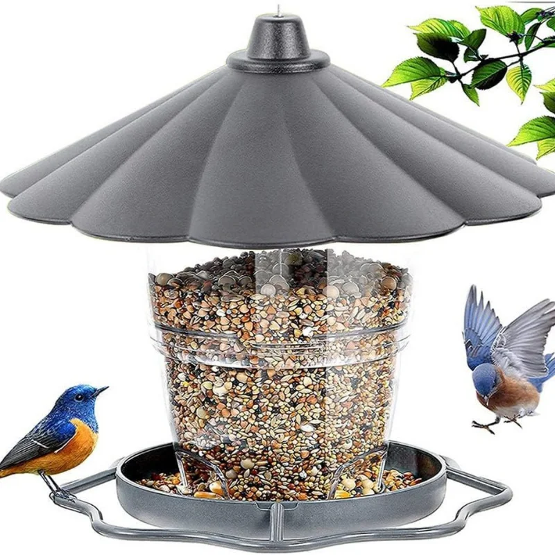 Garden Outdoor Bird Feeder, Double Retractable Foot Suspension, Automatic