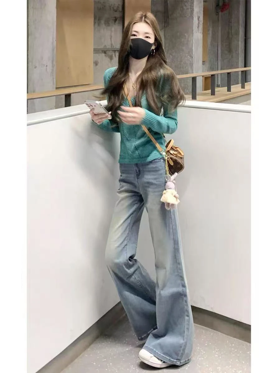 

High Waist Bell Bottom Denim Jeans Women's Spring Summer Slimming Elastic Casual Cotton Stretch Bootcut Pants