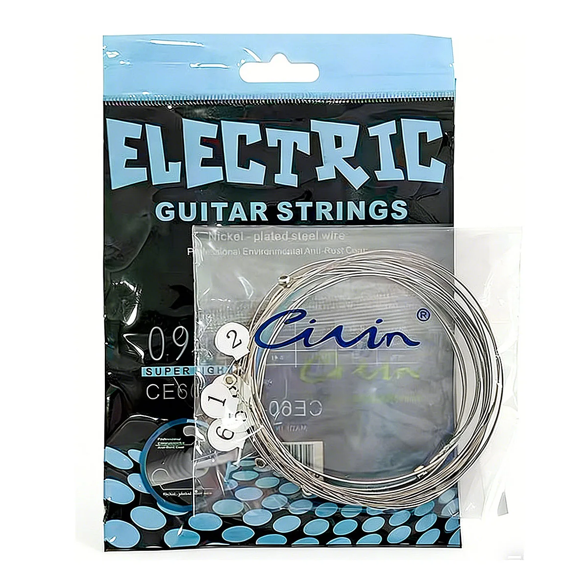 Civin CE60-SL Super Light Electric Guitar Strings - 009-042 Gauge, Nickel Plated, Durable, Easy to Install, Beginner Friendly