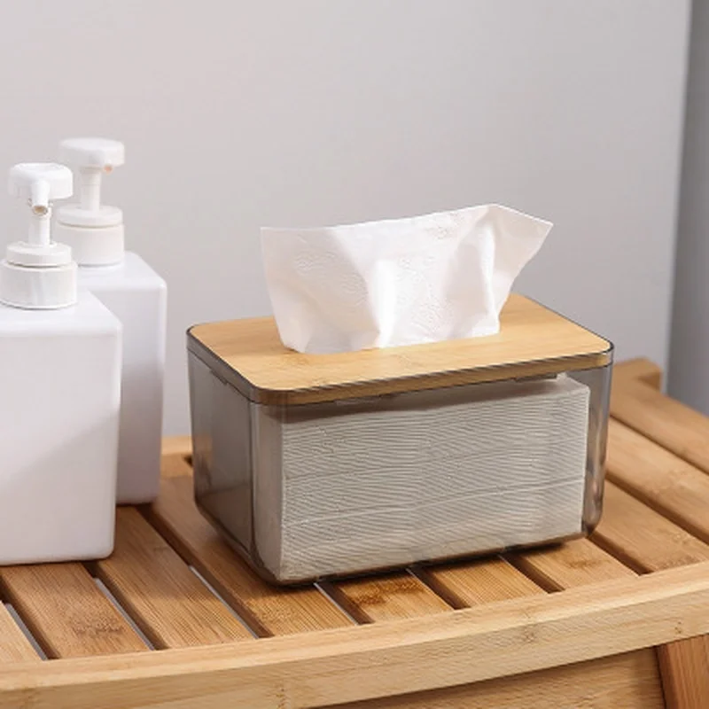 Tissue Holder Paper Box for Kitchen Bathroom Clear Tissue Box Wood Cover Napkin Holder Nordic Napkin Box Case Desktop Household