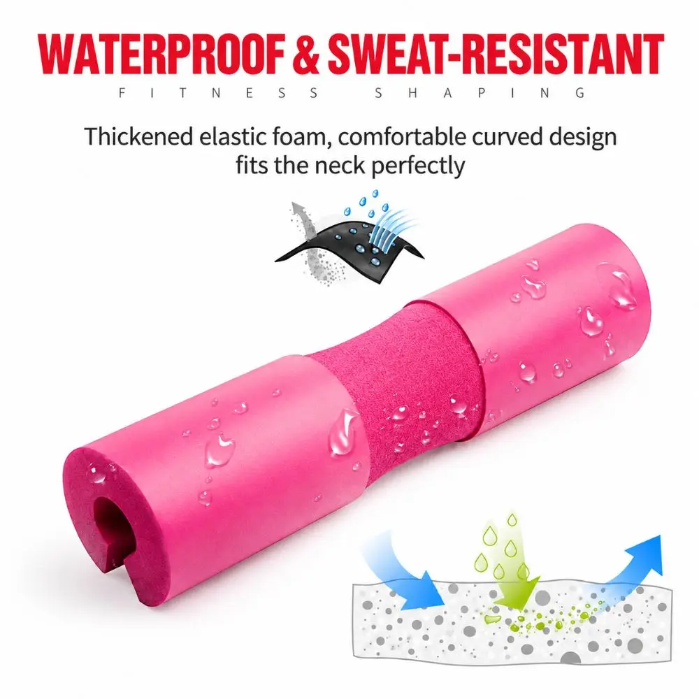 New NBR Foam Barbell Pad High Resilience Non-Slip Groove Shoulder Pad Ergonomic Shape Secure Straps Barbell Cushion Training