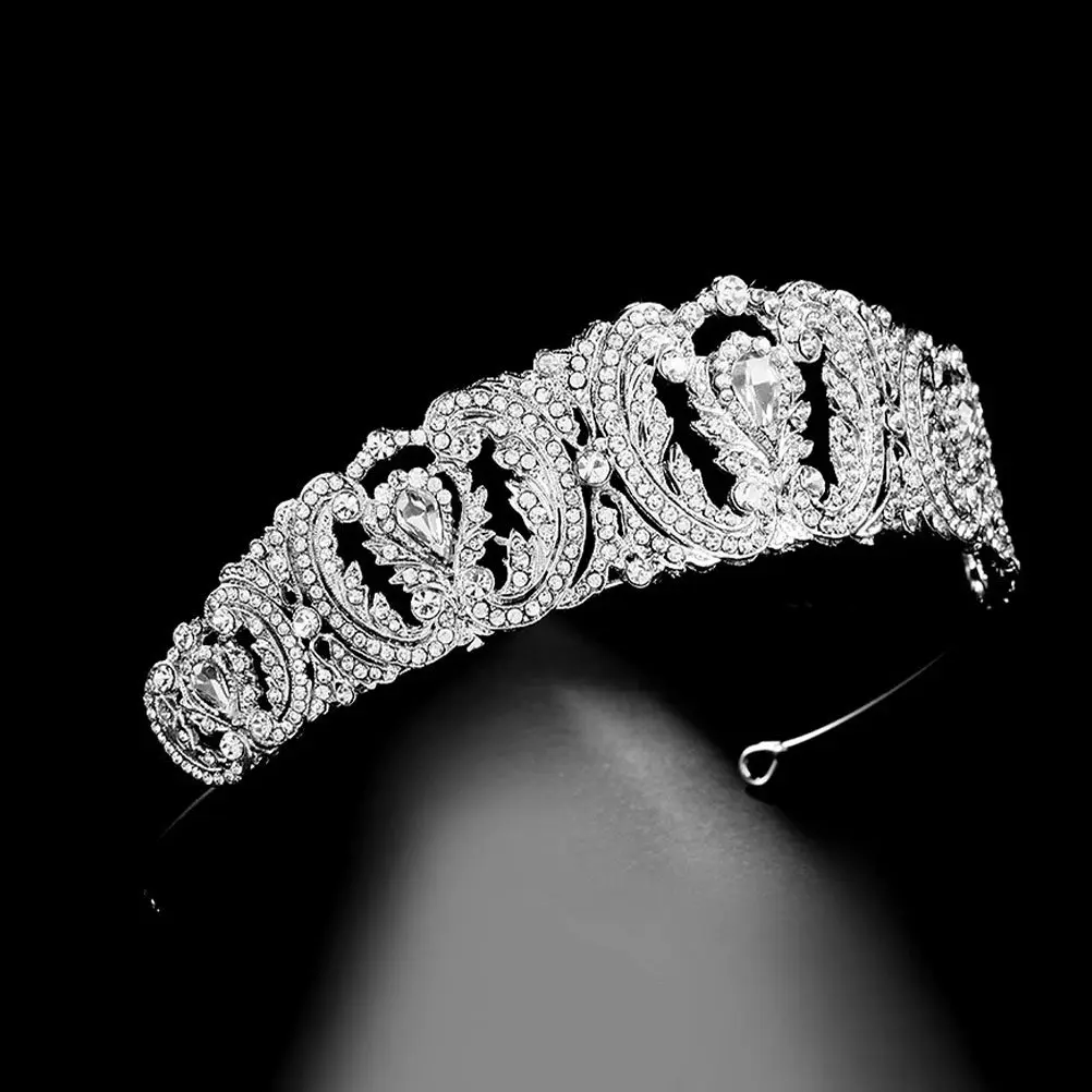 

Exquisite Vintage Alloy Crystal Bridal Crown Headpiece Lightweight Luxury Wedding Tiara Headdress for Bridesmaids Prom Birthday