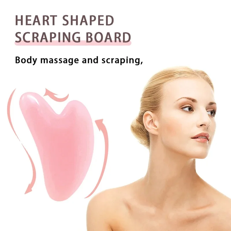 Facial Massager Double Head Roller Beauty Stick Heart Shaped Scraping Tablets Pink for Full Body Massage Tools Pink IW and Set