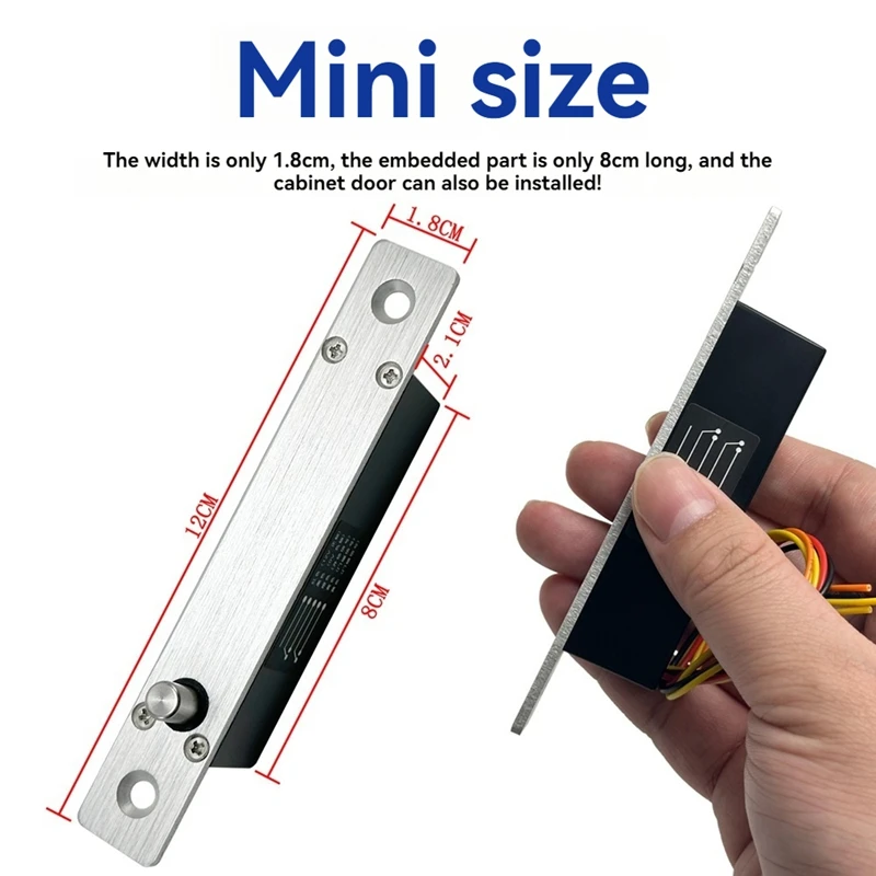 Mini Bloqueio Elétrico para Controle de Acesso, Fechaduras Elétricas, Fechadura Eletrônica da Porta, Status Normalmente, DC 12V