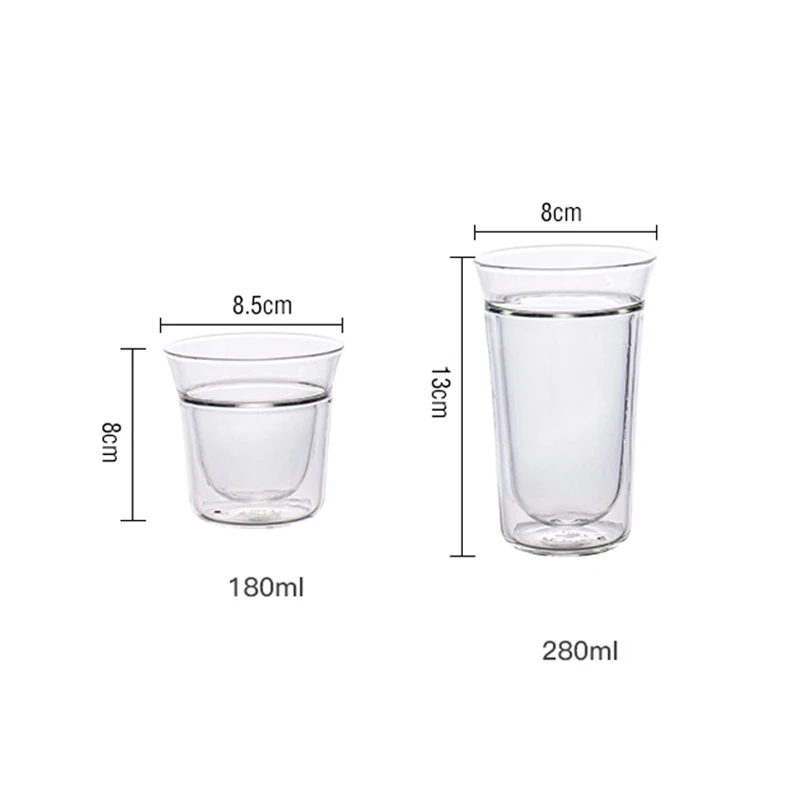 YWDL 180/280ml New Double Wall Borosilicate Glass Cup Espresso Coffe Latte Mug Bar Party Whiskey Brandy Cup Home Teacup 1/2pcs