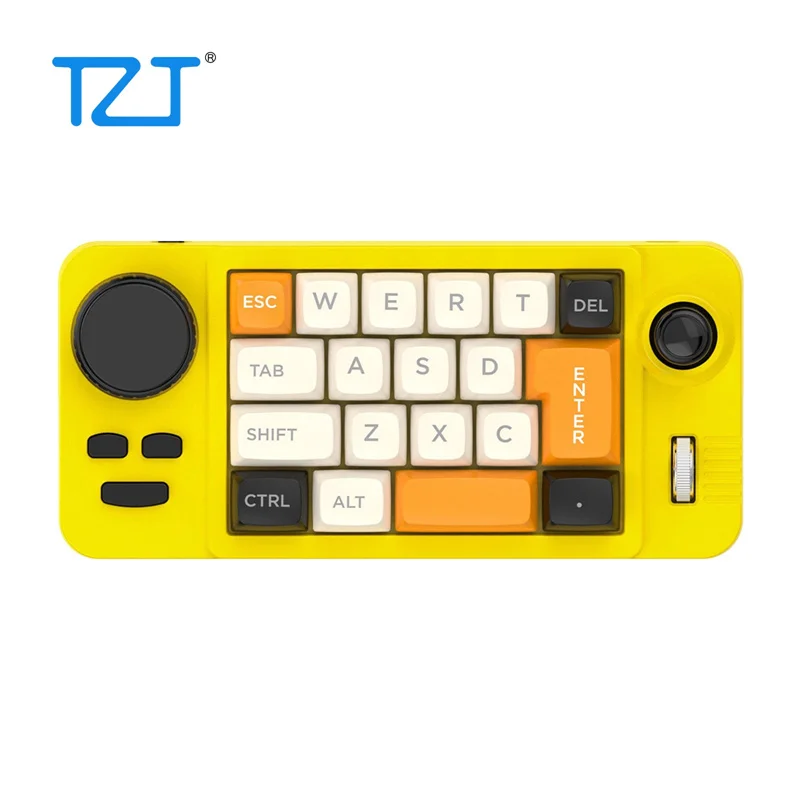 TZT Mini teclado Macro integrado programable de 19 botones en blanco y negro, teclado mecánico con interruptor rojo y efectos de luz coloridos