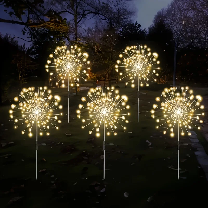 1PC Of Warm Colour Of LED Solar Garden Lights, Solar Lights with 8 Lighting Modes Outdoor Light.Suitable for Garden