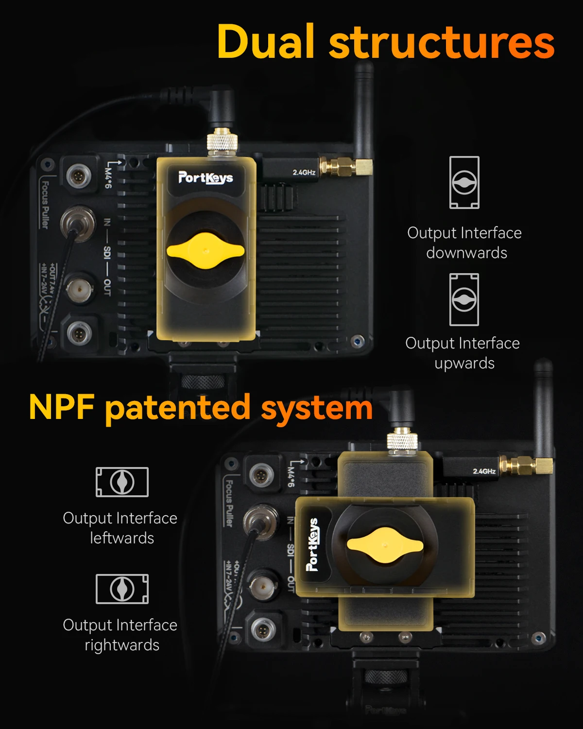 Portkeys BD1 Double-sided Vertical and Cross-assembly NP-F Dummy Battery Module D-TAP B to DC for Wireless Video Transmission