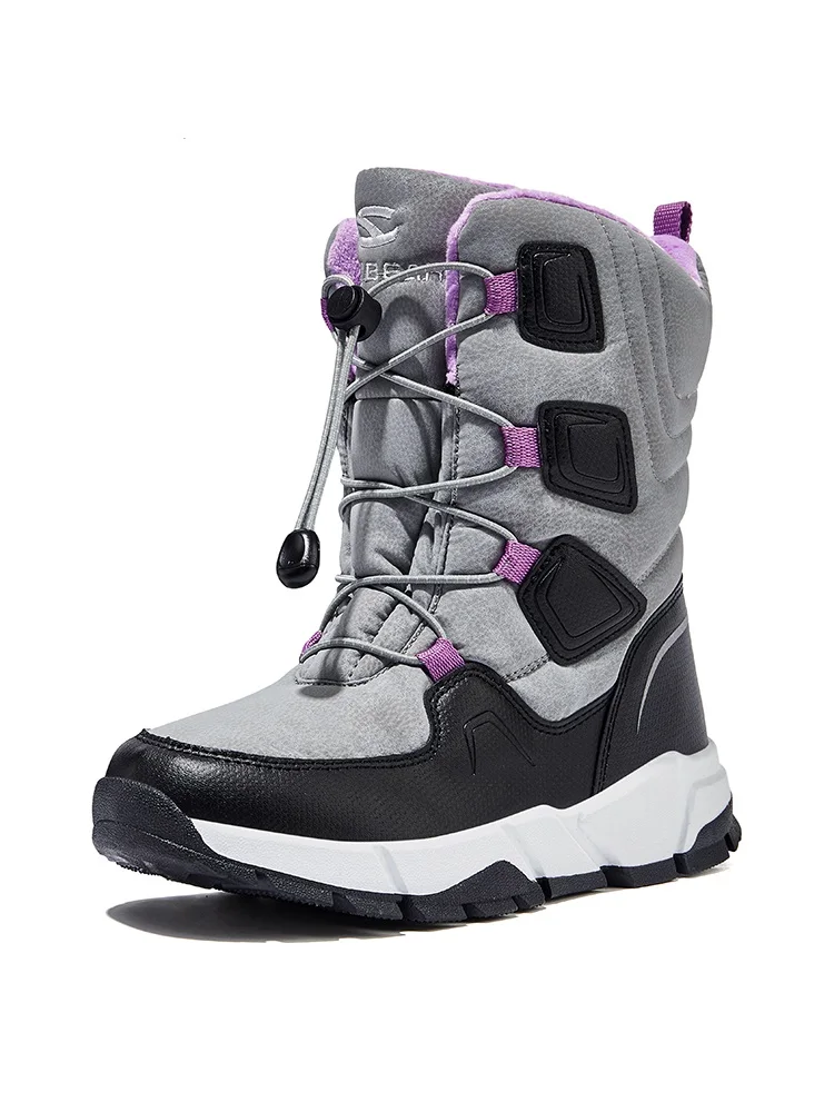 HOBIBEAR Kinder-Schneestiefel für Jungen und Mädchen, wasserdichte Schuhe mit mittlerer Wade, warme Winterstiefel mit Kunstfellfutter und isoliertem elastischem Band
