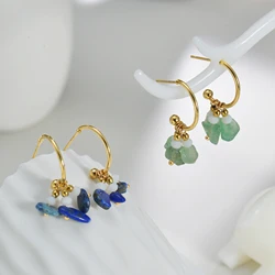 Exquisite Fashion Colored stone earrings Stainless Steel 14K Gold-plated Earrings French Romantic Jewelry Party Anniversary Gift