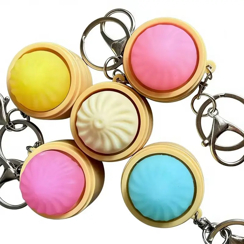 2026New LED decompression simulation creative Xiaolongbao key chain pendant bag deco****ration decompression vent toy