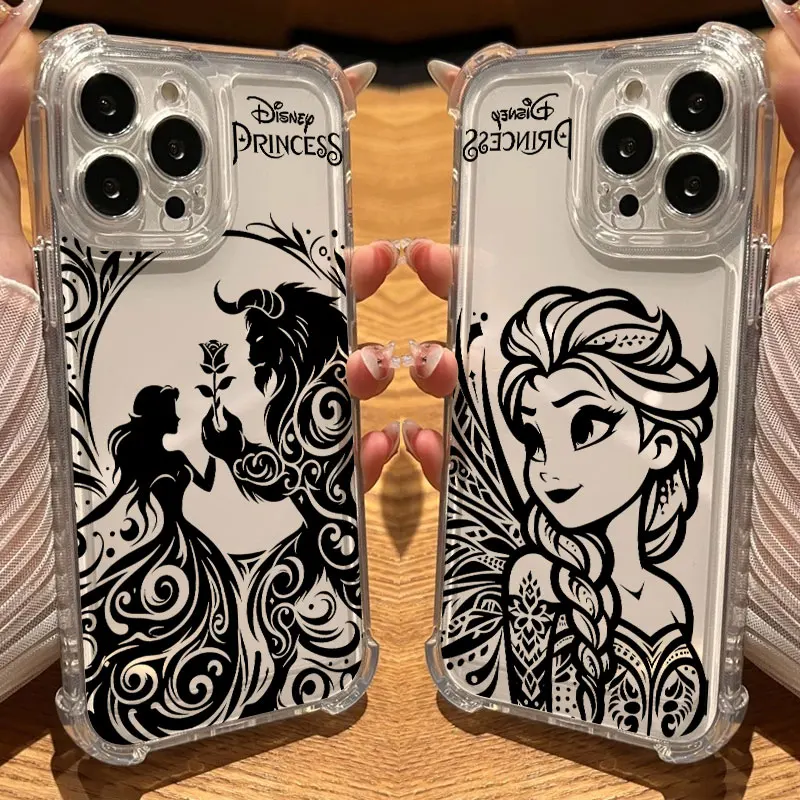 

Disneys Princess Art Phone Case Clear For iPhone 17 16 14 15 11 12 13 Pro Max 16E 15 16 Plus 17 Air Shockproof Cover Transparent