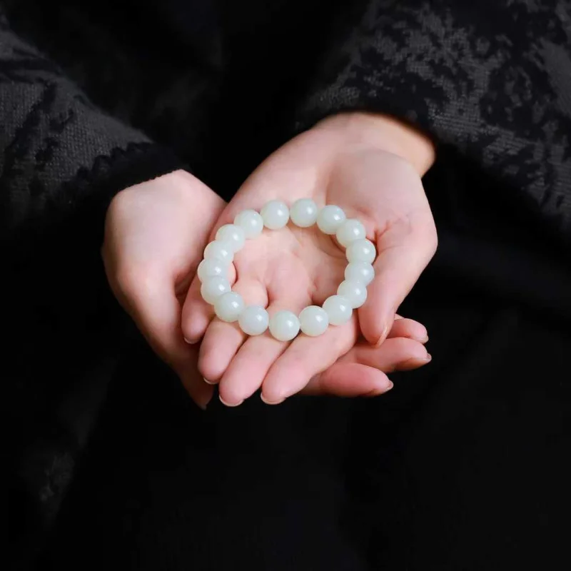 

Натуральный Hetian русский старый материал круглый гладкий нефритовый браслет для мужчин и женщин