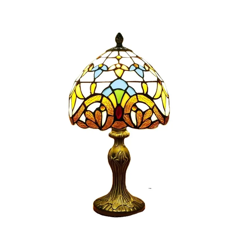 

Table lamp Baroque handmade color, glass table lamp, gift resin base, retro reading lamp
