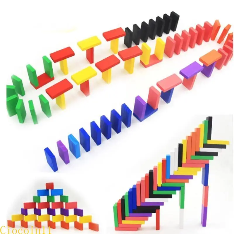 y1ub dominoes مجموعة للأطفال كتل الملونة البلاط دومينوس البناء لعبة التراص لعبة السباق