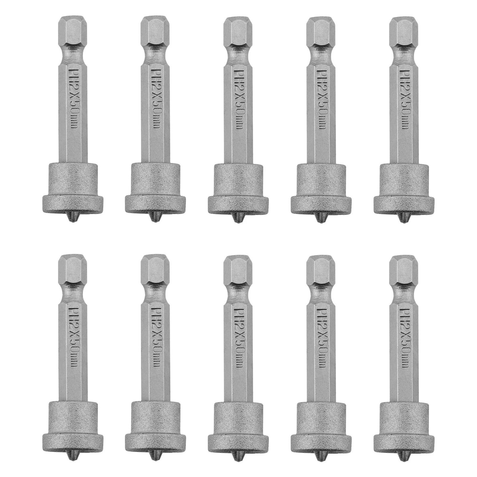

10pcs Electric Screwdriver Drill Bit Set 1/4 inch Hex Shank Alloy Steel Magnetic Anti-Slip Groove PH2 Drywall Screw Driver Bit