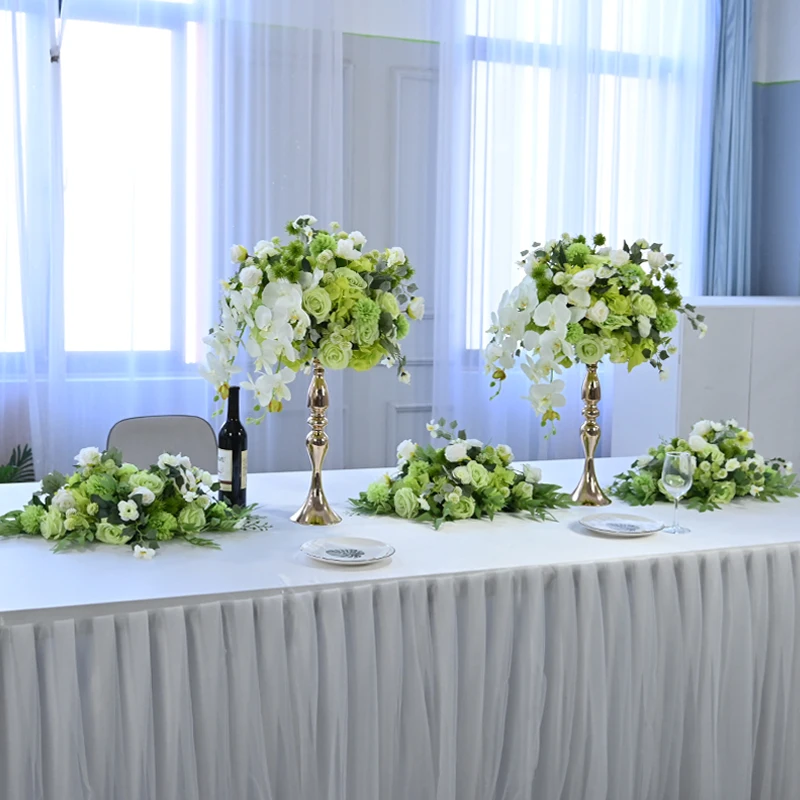 80 سنتيمتر إلى 35 سنتيمتر الأخضر الوردي الأبيض السحلية الجدول محور كرة زهرية الزفاف خلفية ديكور ترتيب الأزهار عداء الحدث الدعائم