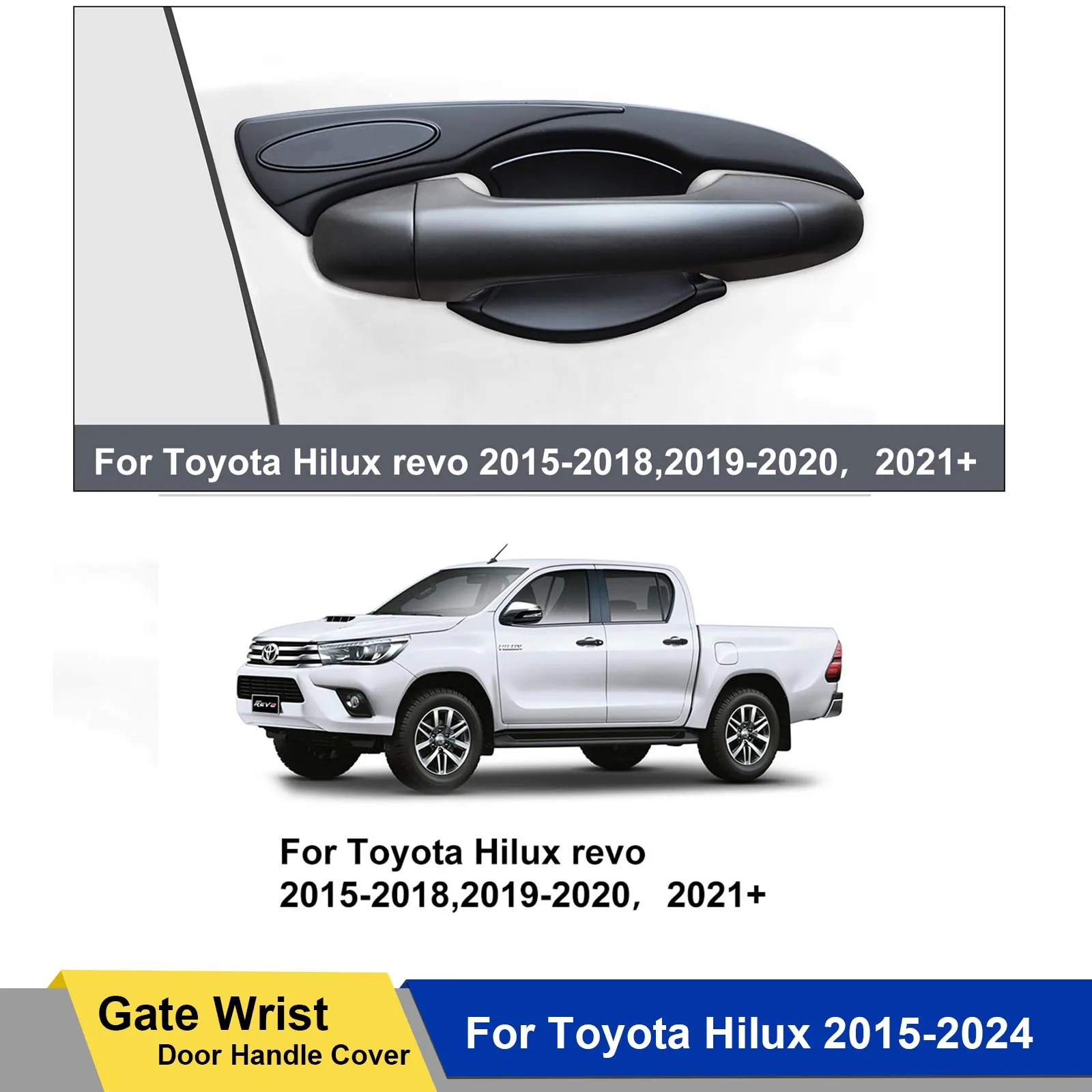 

Door Handle Cover Bowl Insert Cup Door Handle Cover For Toyota Hilux Revo 2015 2016 2017 2018 2019 2020 2021 2022 2023 2024