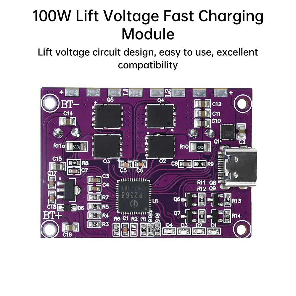 100W Schnelllademodul mit Buck-Boost-Funktion und Typ-C-Schnittstelle für 3-6S Lithiumbatterien, Hochleistungs-Beidrichtungs-Ladeplatine IP2368 – Detail 5