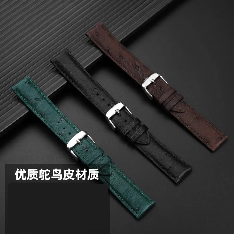 High Quality  Ostrich leather watch strap with pores suitable For Tudor Mido Rolex Men's accessories 19mm 20 mm21mm 22mm