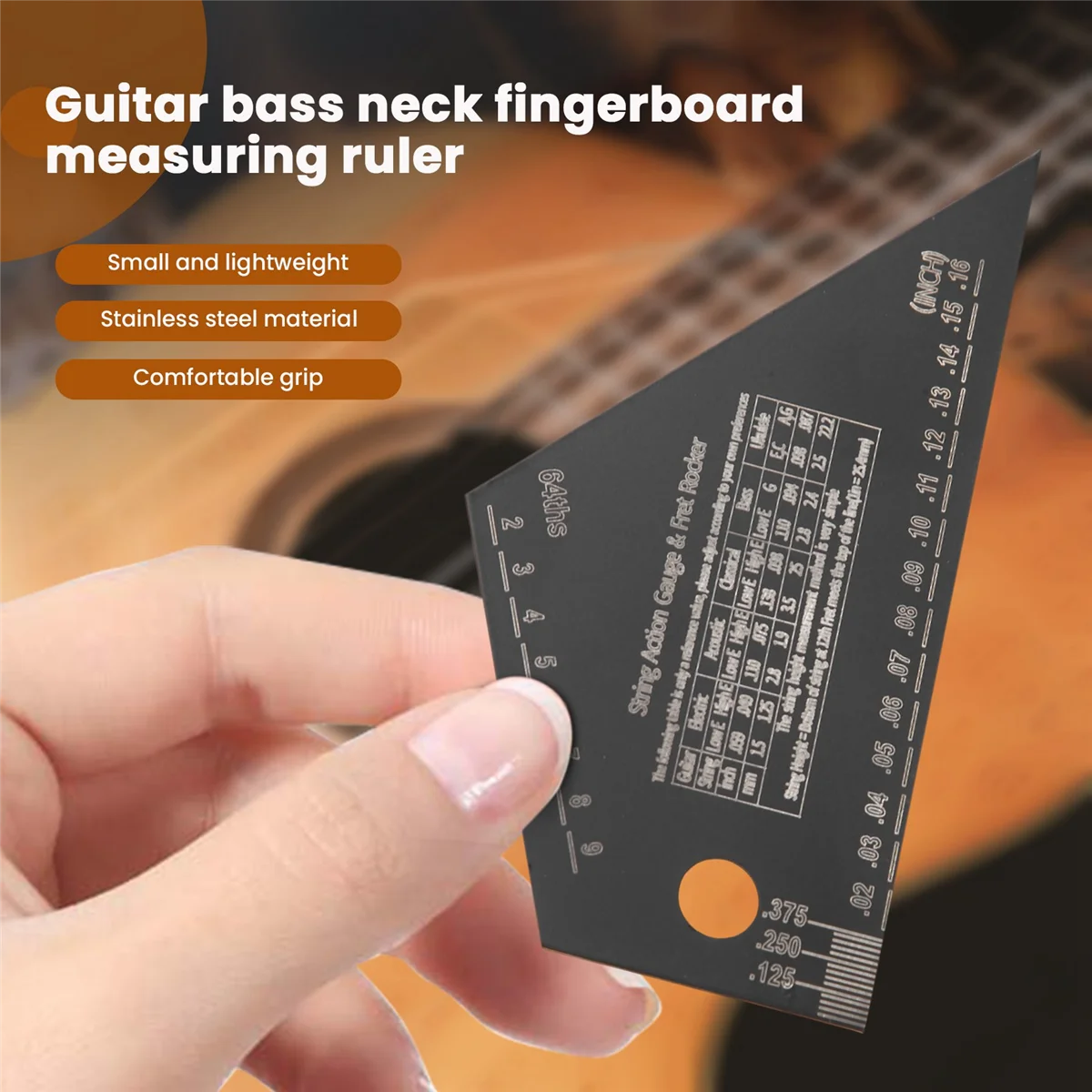 A98TFret Leveling Tool Guitar Bass Neck Fingerboard Measuring Ruler Stainless Steel Fret Rocker Guitar Luthier Tool