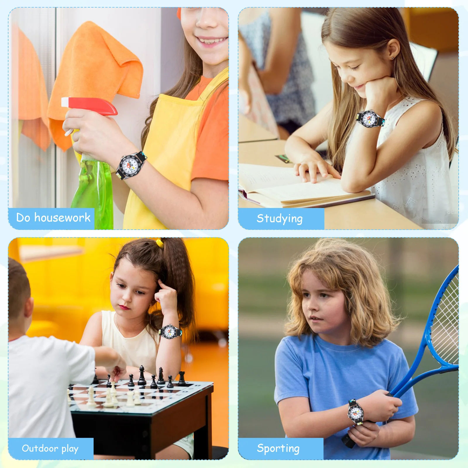 Silicone For Big Dial Clear Number Quartz Watch Durable Cartoon Student Time Learning Watch