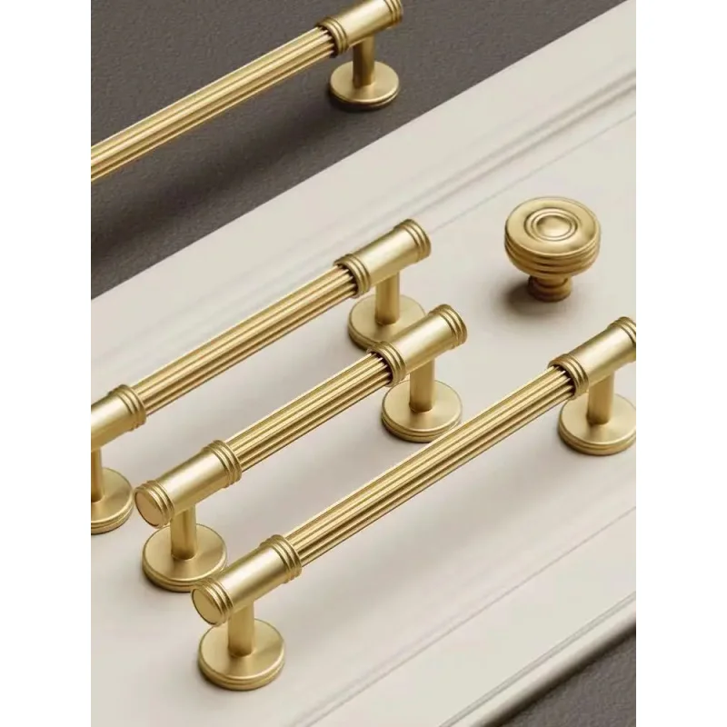 Solid Brass French Modern European American Style Handle for Cabinet Doors, Drawers, Wardrobes, Shoe Cabinets, Wine Cabinets, an