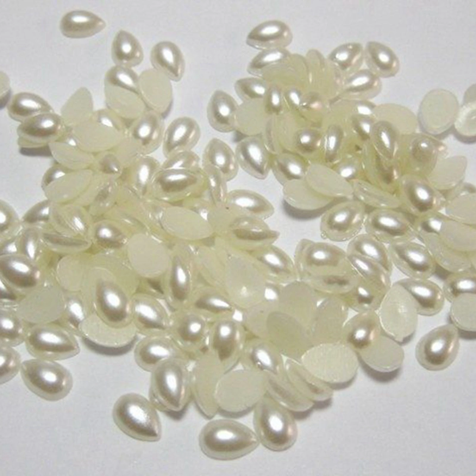 Craft DIY Ivory White Tear Drop Half Pearl Bead Flat Back Cabachons Scrapbook