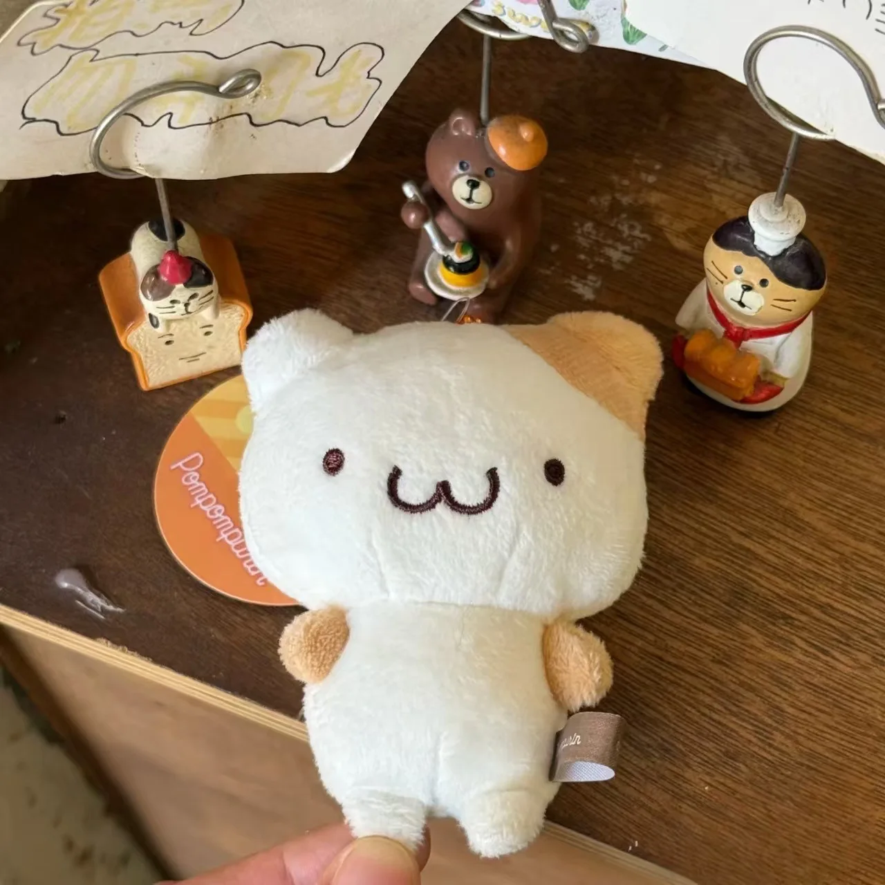 NEW Sanrio Masyumaro Fluffy Fuwa Nyanko Muffin Cat Pompompurin Plush Keychain Anime Cartoon Doll Toy Bag Pendant Toy Girly Gifts