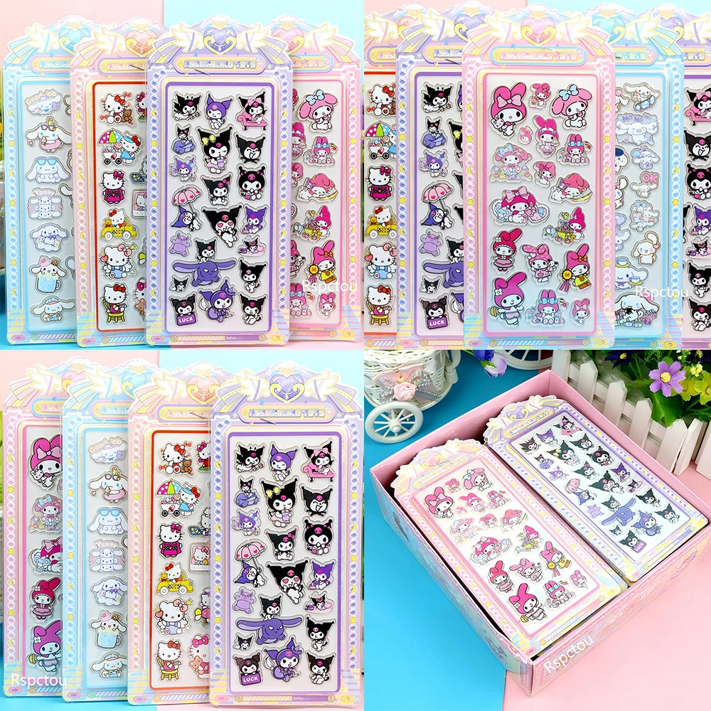 

4pcs Cartoon Sanrio Three-dimensional Acrylic Stickers Cute Waterproof Graffiti Decal DIY Suitcase Fridge Phone Sticker Toy Gift