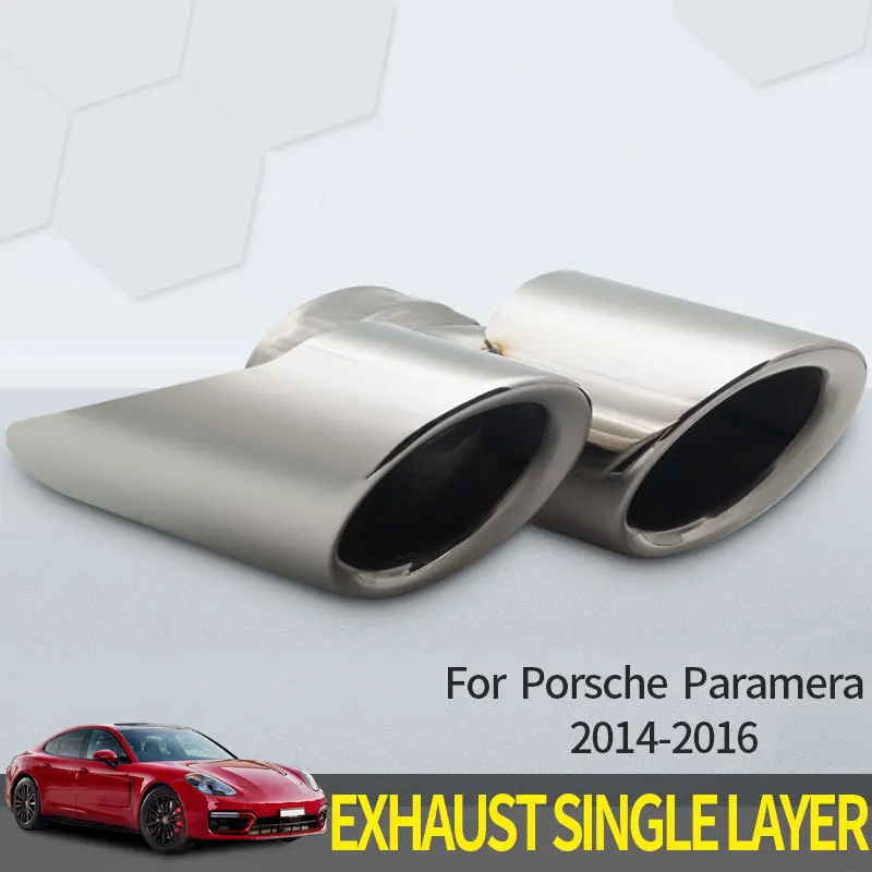 Car Accessories Stainless Quad Steel Exhaust Tip For Porsche Single Layer For Porsche Paramera 2014-2016