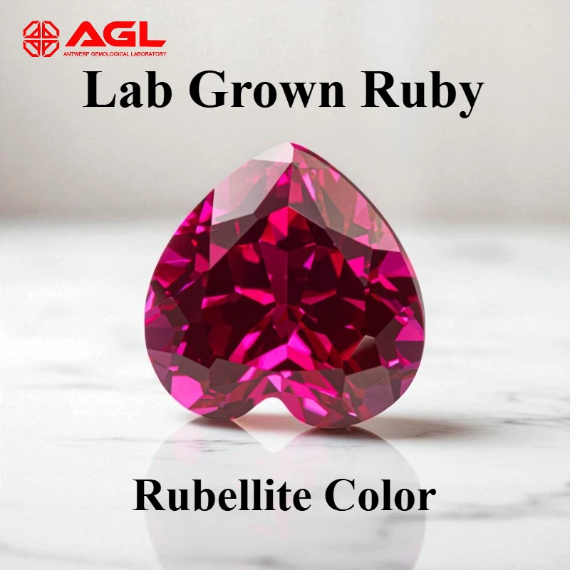 

Lab Grown Ruby Heart Cut for Jewelry Making DIY Charms Ring Necklace Earrings Components Rubellite Color Selectable AGL Report