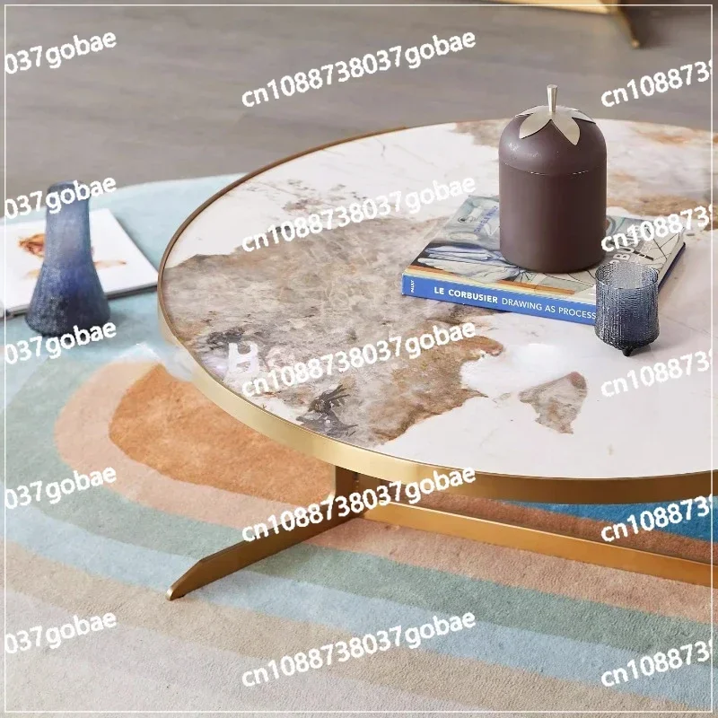 Combination Coffee Table/light Luxury/living Room Household/circular Ceramic Rock Board/