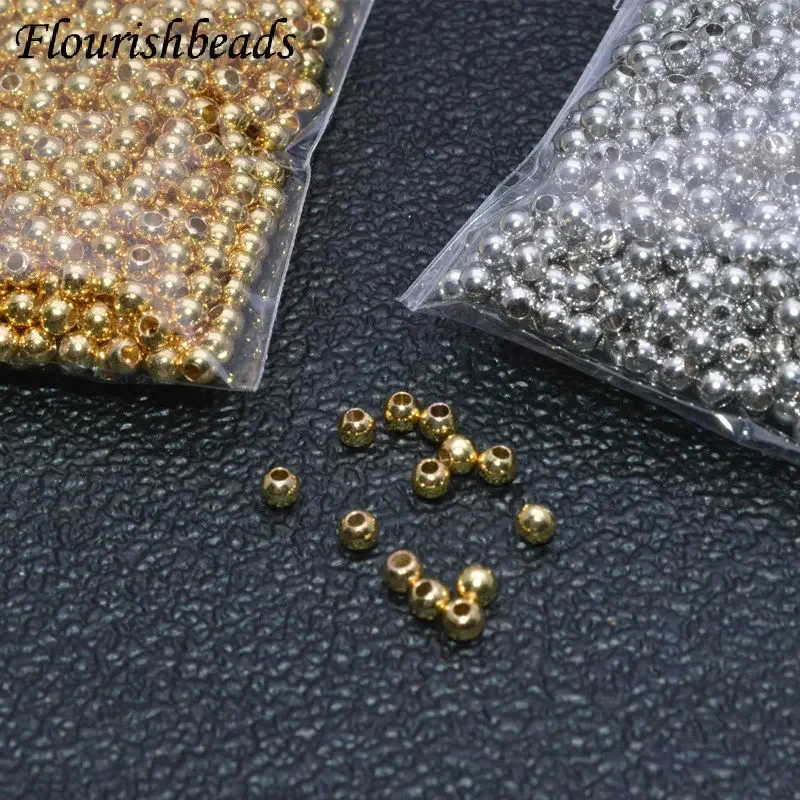 

2000pcs Anti-fading Gold Rhodium Silver Color 2mm 3mm Metal Brass Round Spacer Beads DIY Jewelry Making Components