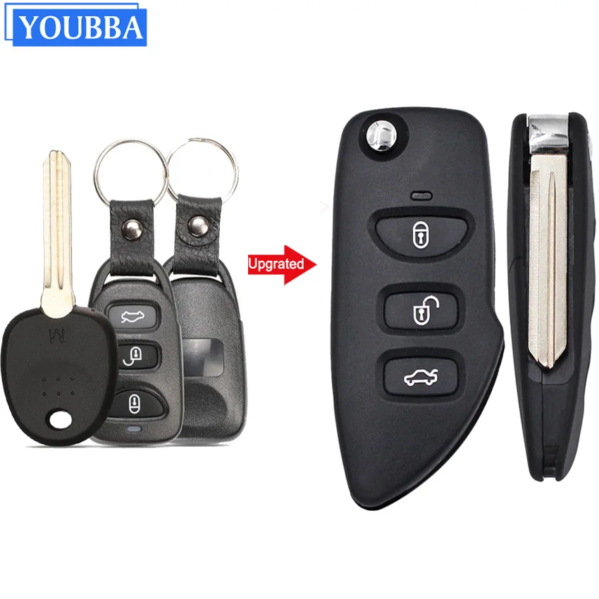 YOUBBA 3 Button Upgrated Folding Remote Key Shell For Hyundai Elantra Sonata Carens NF 2009 For KIA LOTZE 2006 2007 2008 2010