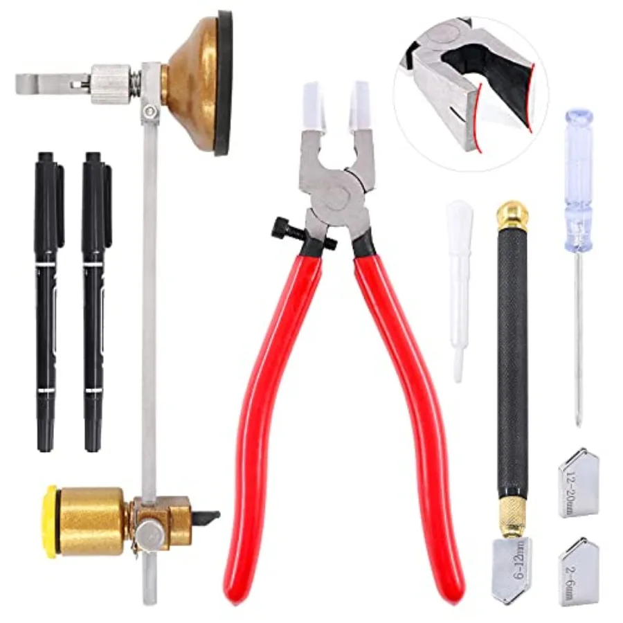 

Набор инструментов для резки стекла Keadic: кусачки для стекла 2-20 мм с подачей масла, твердосплавными наконечниками и 3 дополнительными лезвиями, калиброванные, портативные