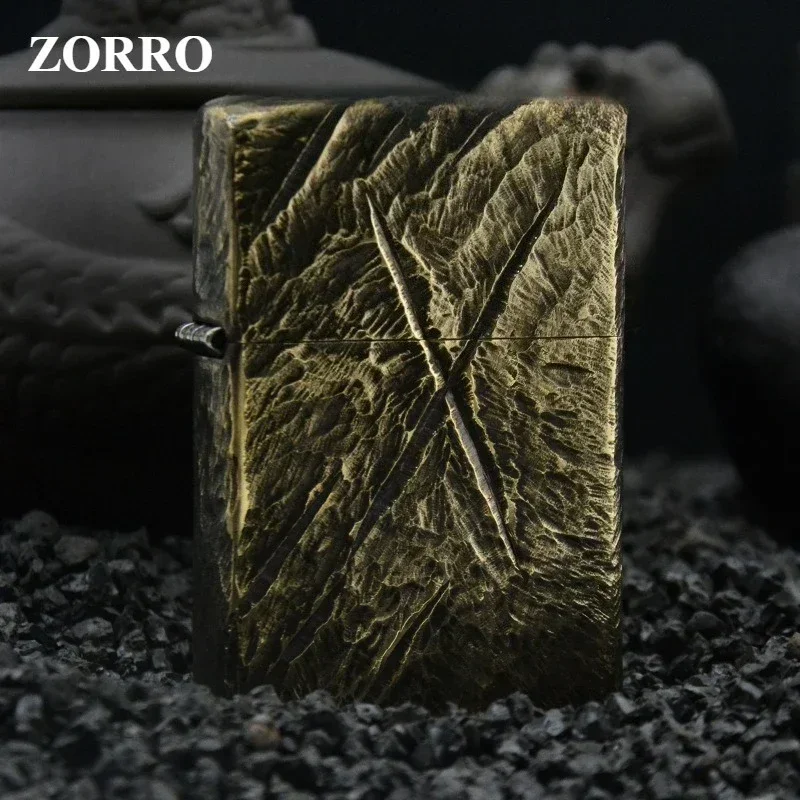 ZORRO Brass New Knife Strip Keroseine Lighter Handmade Elaborate Carving Creative Personalized Cigarette Lighter Men's Gift