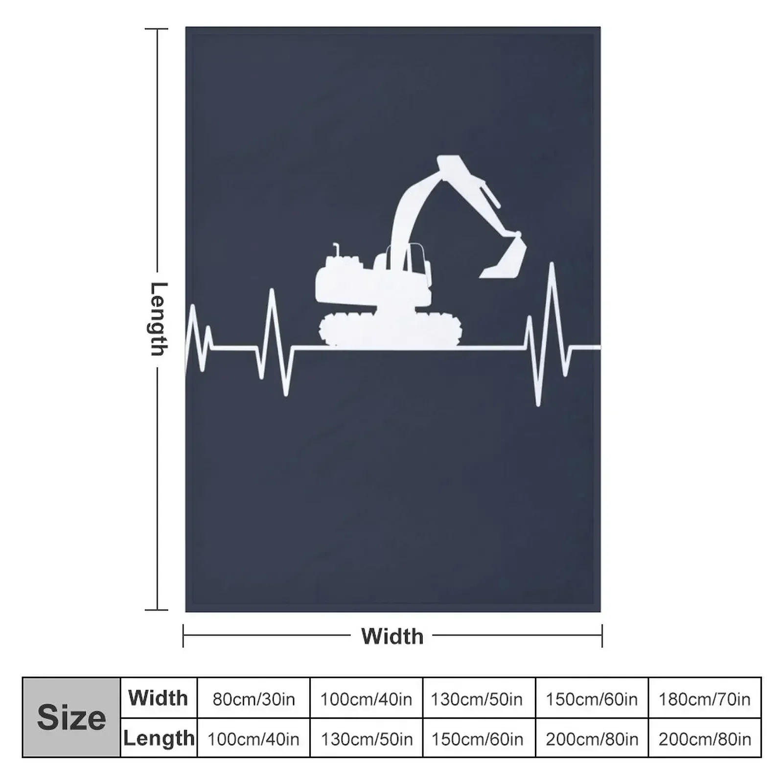 Excavatorheartbeat ,Backhoe lover Excavator digger Throw Blanket couch cozy soft plush fuzzy picnic outdoor blanket