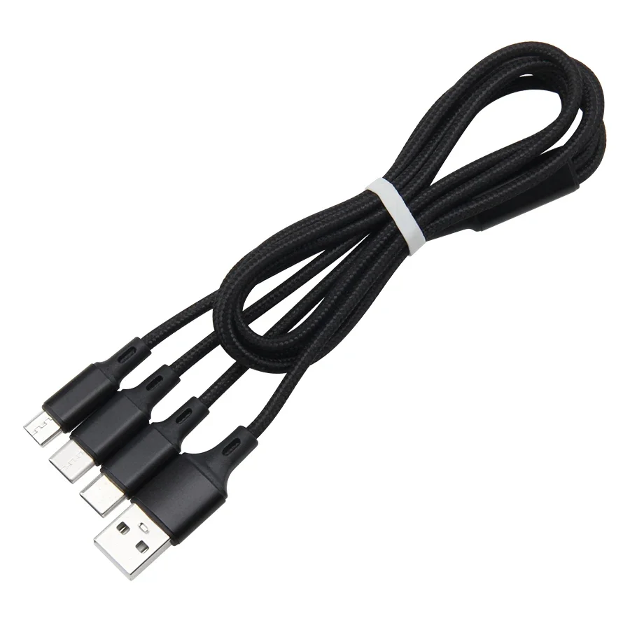 100pcs 3 in 1 Type C Micro USB 8Pin Cable For iPhone 12 13 Samsung 120cm Fast Charge Charging USBC Wire Cord for Huawei Xiaomi 9