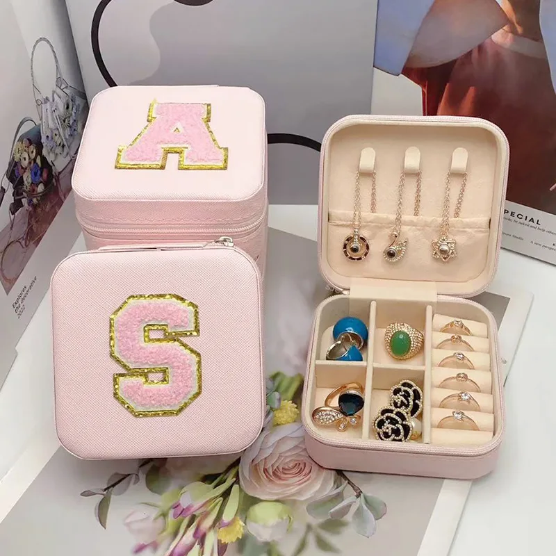 Creative Alphabet Jewelry Box Portable ins Wind Travel Jewelry Ring Earrings studs Necklace Earrings Accessories storage box