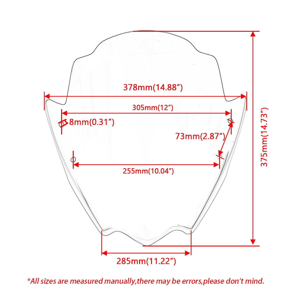 Universal Motorcycle Windshield Fit For 22 - 25mm Handlebar Street Bikes Bracket Heightened Modified Thickened Front WindScreen