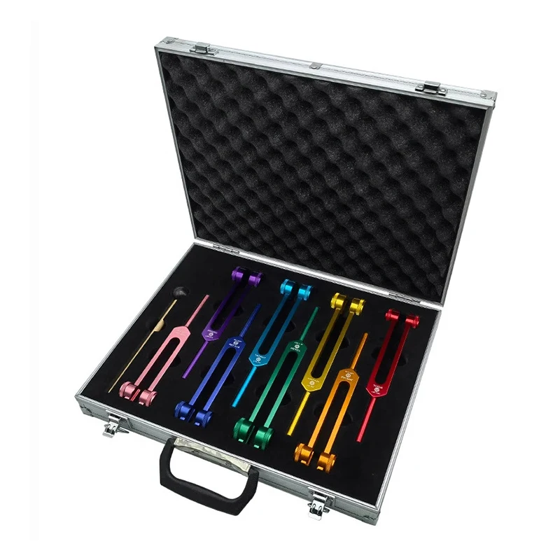 8pcs Chakra Tuning Forks Set Colorful Aluminum Alloy Diapason Professional Tuning Fork Sound Healing Meditation Diapazon Fork